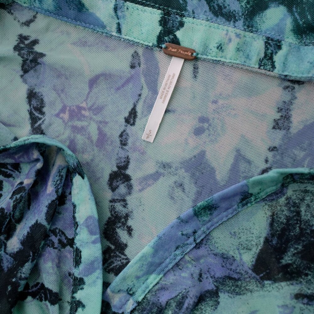 Free People Blue and Purple Button-Up Top - Picture 2 of 2